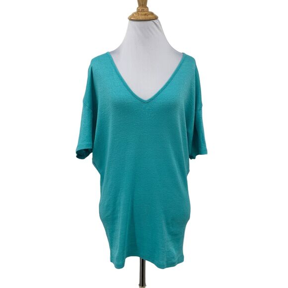 Michael Stars Top Womens OS One Size Blue V Neck Dolman Sleeves Fitted Stretch - Picture 1 of 11
